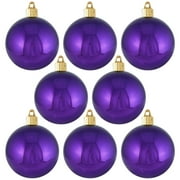 Christmas By Krebs 3 1/4" 80mm Shiny Vivacious Purple [8 Pieces] Solid Commercial Grade Indoor and Outdoor Shatterproof Plastic, UV and Water Resistant Ball Ornament Decorations