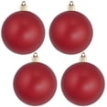 thumbnail image 1 of Christmas By Krebs 4" (100mm) Velvet Red Alert [4 Pieces] Solid Commercial Grade Indoor and Outdoor Shatterproof Plastic, UV and Water Resistant Ball Ornament Decorations, 1 of 7