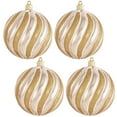 thumbnail image 1 of Christmas By Krebs 4 3/4" (120mm) Ornament [4 Pieces] Commercial Grade Indoor & Outdoor Shatterproof Plastic, Water Resistant Ball Shape Ornament Decorations (Gilded Gold with Gold/White Swirls), 1 of 7
