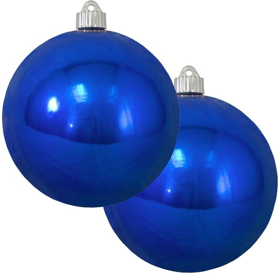 Christmas By Krebs 6" (150mm) Shiny Azure Blue [2 Pieces] Extra Large Solid Oversized Huge Big Outdoor Plastic, UV Ball Ornament Hanging Tree Decorations