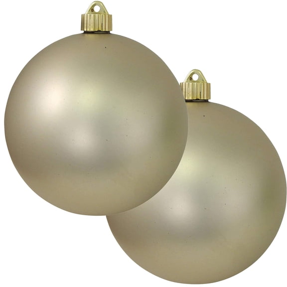 Christmas By Krebs 6" (150mm) Velvet Buff Ivory [2 Pieces] Extra Large Solid Oversized Huge Big Outdoor Plastic, UV Ball Ornament Hanging Tree Decorations