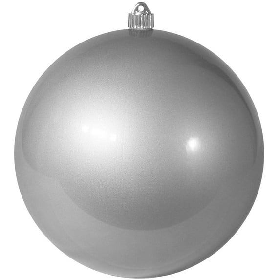 Christmas By Krebs 8" (200mm) Candy Red Ornament, Commercial Shatterproof UV Resistant Plastic Christmas Ball Decoration (Candy Silver, 8 inch (200mm))