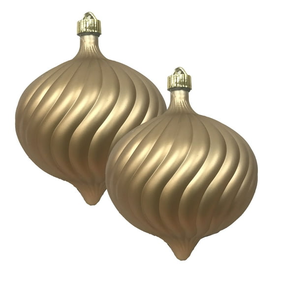 Christmas By Krebs Ornament, Commercial Grade Indoor and Outdoor Shatterproof Plastic, UV and Water Resistant Ball Ornament Decorations (Shiny Gilded Gold, 6 inch (150mm) Swirled Onion)