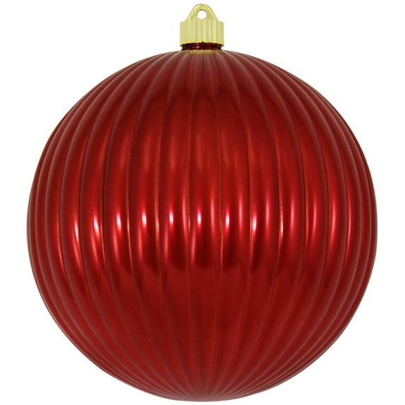 Christmas By Krebs Ornament, Commercial Grade Indoor and Outdoor Shatterproof Plastic, UV and Water Resistant Ball Ornament Decorations (Shiny Sonic Red, 8 inch (200mm) Ribbed)