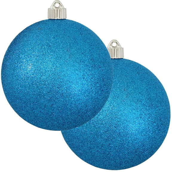 Christmas By Krebs Ornament, Commercial Grade Indoor and Outdoor Shatterproof Plastic, Water Resistant Ball Ornament Decorations (Aqua Blue Glitter, 6 inch (150mm))