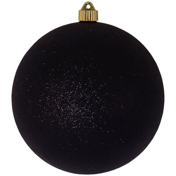 Christmas By Krebs Ornament, Commercial Grade Indoor and Outdoor Shatterproof Plastic, Water Resistant Ball Ornament Decorations (Black Glitter, 8 inch (200mm))