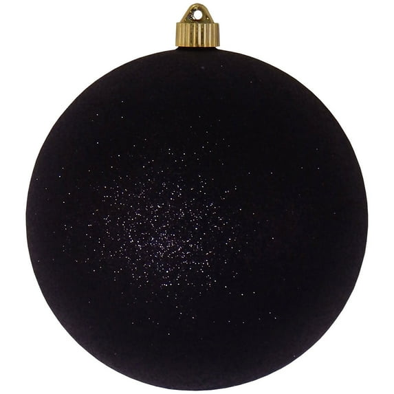 Christmas By Krebs Ornament, Commercial Grade Indoor and Outdoor Shatterproof Plastic, Water Resistant Ball Ornament Decorations (Black Glitter, 8 inch (200mm))