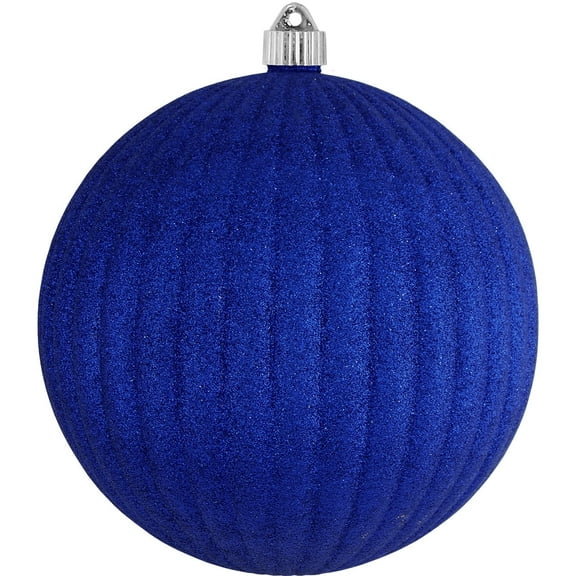 Christmas By Krebs Ornament, Commercial Grade Indoor and Outdoor Shatterproof Plastic, Water Resistant Ball Ornament Decorations (Blue Glitter, 8 inch (200mm) Ribbed)