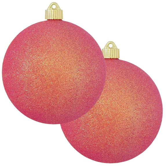 Christmas By Krebs Ornament, Commercial Grade Indoor and Outdoor Shatterproof Plastic, Water Resistant Ball Ornament Decorations (Fire Red Glitter, 6 inch (150mm))