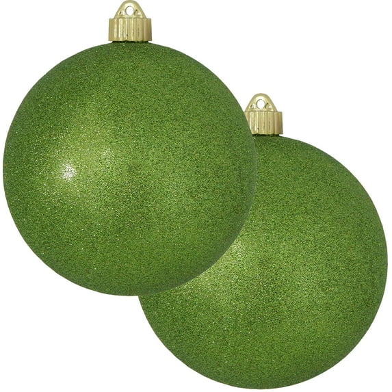 Christmas By Krebs Ornament, Commercial Grade Indoor and Outdoor Shatterproof Plastic, Water Resistant Ball Ornament Decorations (Lime Green Glitter, 6 inch (150mm))