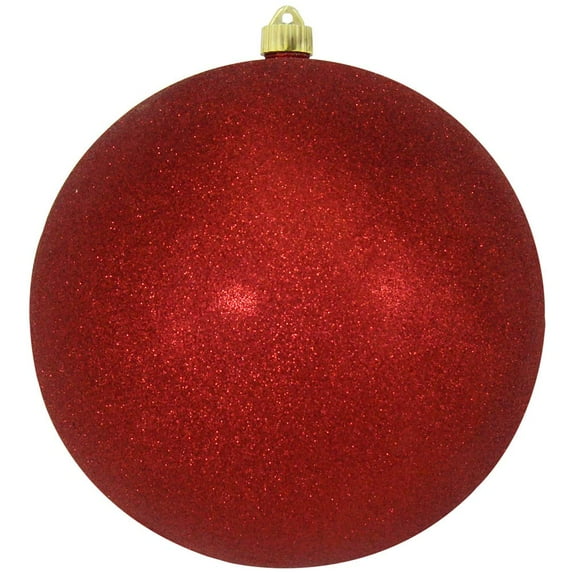 Christmas By Krebs Ornament, Commercial Grade Indoor and Outdoor Shatterproof Plastic, Water Resistant Ball Ornament Decorations (Red Glitter, 10 inch (250mm))