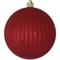 thumbnail image 1 of Christmas By Krebs Ornament, Commercial Grade Indoor and Outdoor Shatterproof Plastic, Water Resistant Ball Ornament Decorations (Red Glitter, 8 inch (200mm) Ribbed), 1 of 6