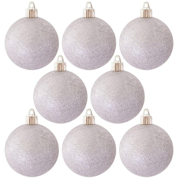 Christmas By Krebs Ornament, Commercial Grade Indoor and Outdoor Shatterproof Plastic, Water Resistant Ball Ornament Decorations (Silver Glitter, 3 1/4 inch (80mm))
