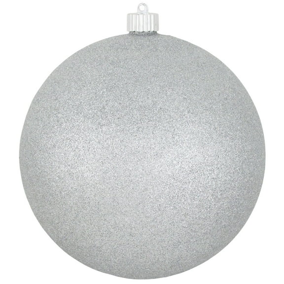 Christmas By Krebs Ornament, Commercial Grade Indoor and Outdoor Shatterproof Plastic, Water Resistant Ball Ornament Decorations (Silver Glitter, 8 inch (200mm))
