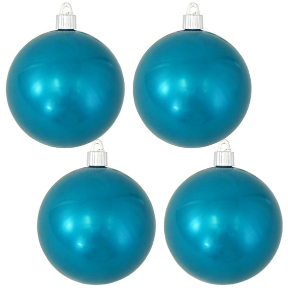 Christmas By Krebs Ornament, Large Commercial Grade Indoor and Outdoor Shatterproof Plastic, UV and Water Resistant Ball Ornament Decorations (Shiny Tropical Blue, 4 inch (100mm))