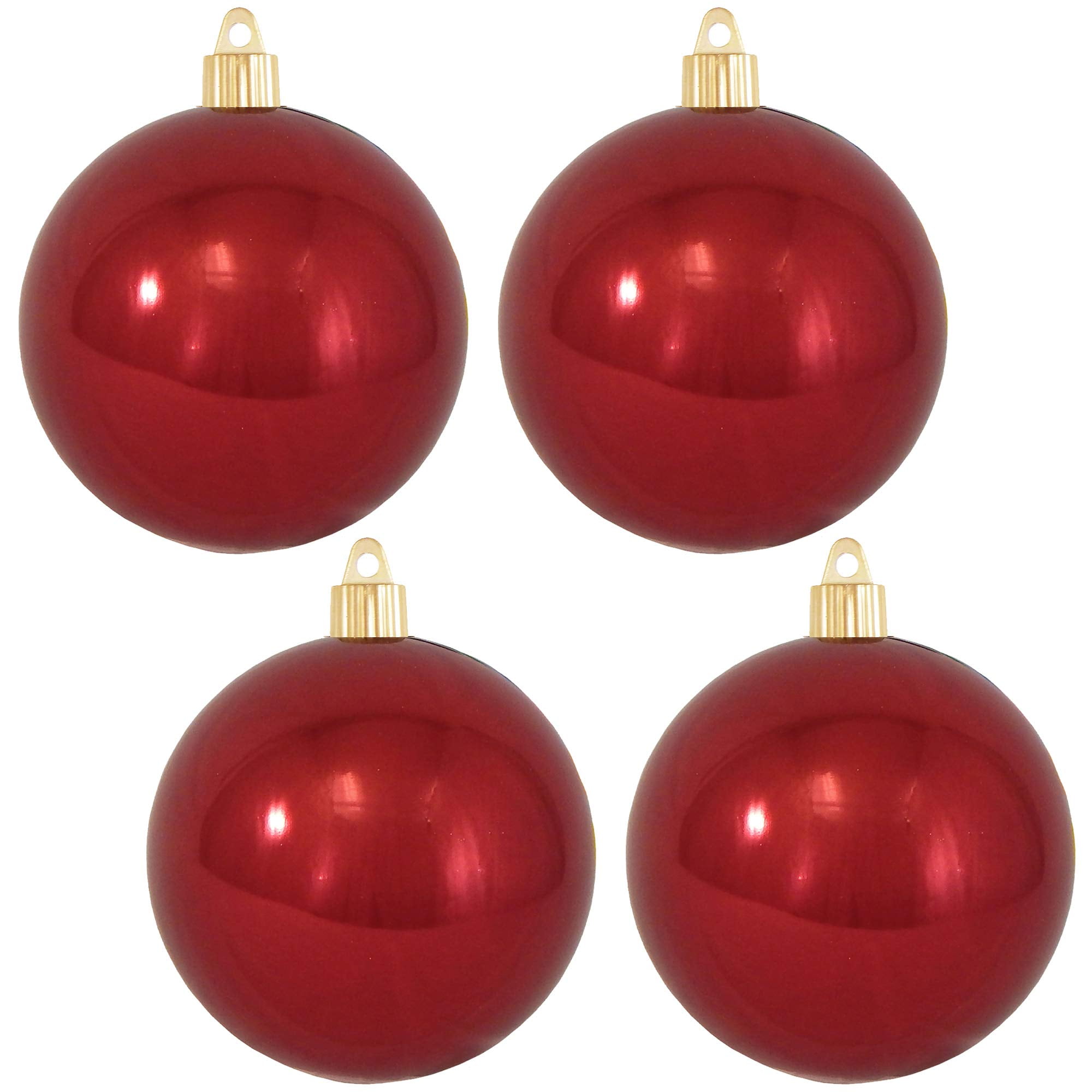 Shiny Sonic Red 4" Shatterproof Plastic Ball Ornaments Set