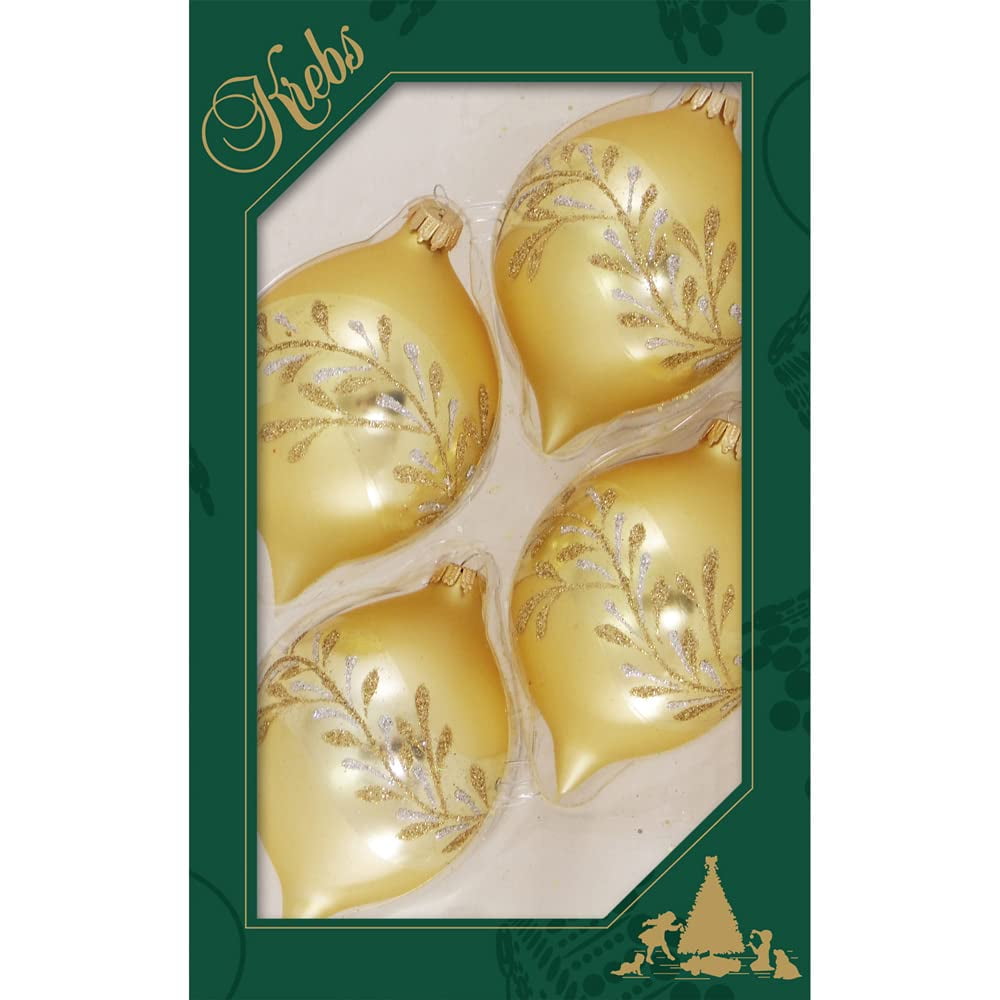 Glass Christmas Tree Ornaments - 67mm/2.63" [4 Pieces] Decorated Balls Christmas Krebs Seamless Hanging Holiday Decor Classic White Velvet Coral Glitterla