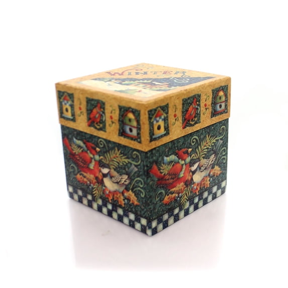 Christmas Large Cardinal Lang Box Paper Winter Holiday Storage Ta436