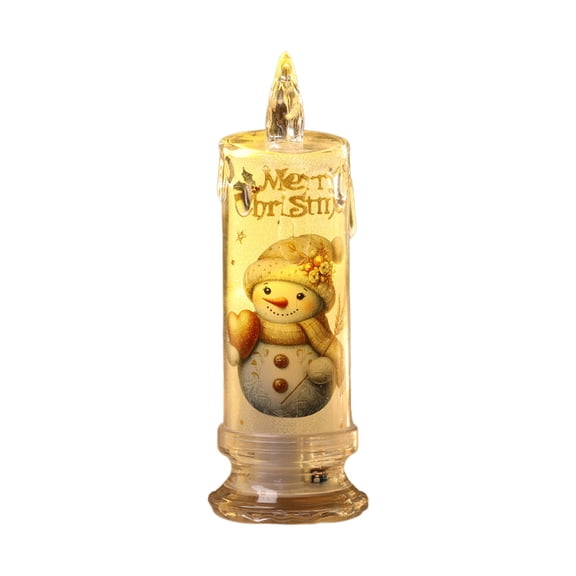 Christmas LED Candle Light, Holiday Night Light, Battery Operated Snowman Santa Reindeer Decoration, Warm White Glow, Plastic Compact Portable Ornament