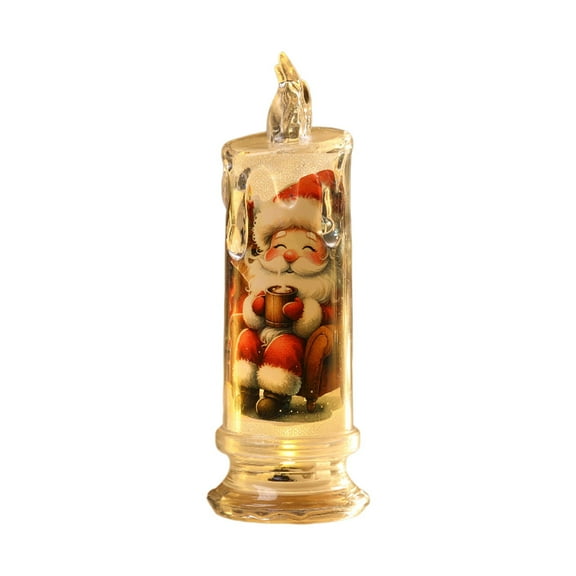 Christmas LED Candle Light, Holiday Night Light, Battery Operated Snowman Santa Reindeer Decoration, Warm White Glow, Plastic Compact Portable Ornament