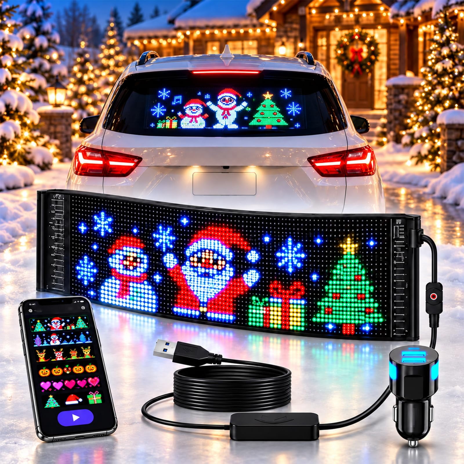 Christmas LED Car Rear Window Display App Controlled Flexible Pixel ...