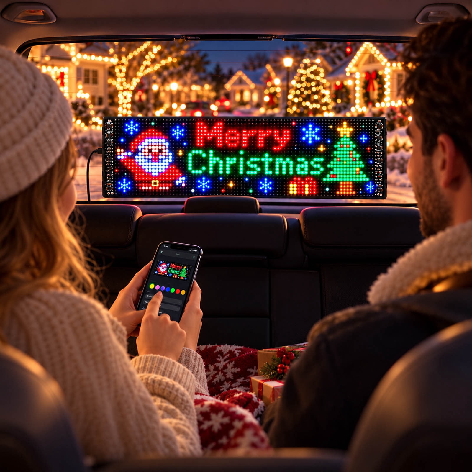 Christmas LED Car Rear Window Display, App-Controlled Flexible Pixel ...