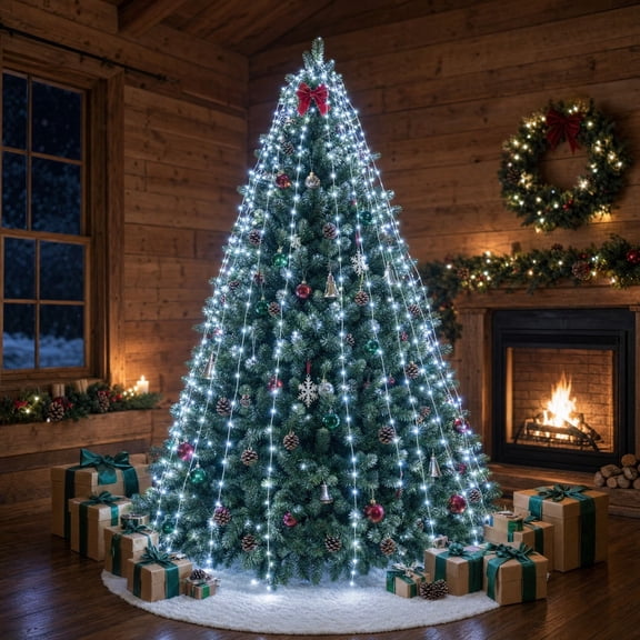 Christmas LED Firecracker String Lights, 20 Strands 2M 1200 Copper Christmas Tree Decoration, Outdoor Waterproof Hanging Firecracker String Lights For Yard Garden