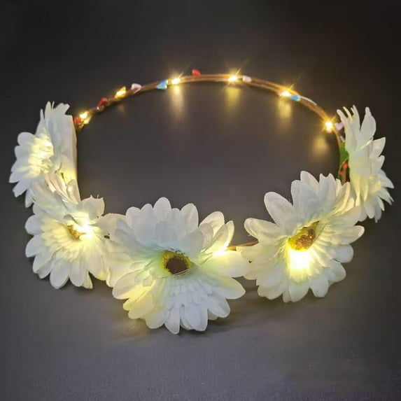Christmas LED Floral Glowing Garland Hair Band Festival Flower Crown Headband Halloween Light Up Party Hair Accessories