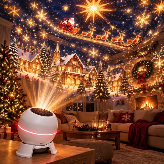 Magical Christmas Projection Night Light – USB Holiday Projector Indoor, Gift-Ready Festive Projector for Family Nights, Parties & Photos