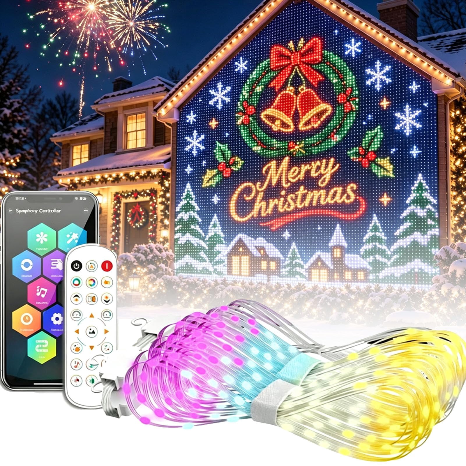 Christmas LED House Net & Smart Outdoor Wall Curtain Light, Smart LED ...