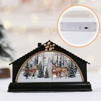 Christmas LED Lantern, Light up Snow Globe Lantern Santa Snowman Elk Xmas Tree Lantern Tabletops Decor for Holiday Party Night Light Gift, 6.1in Reindeer Styles