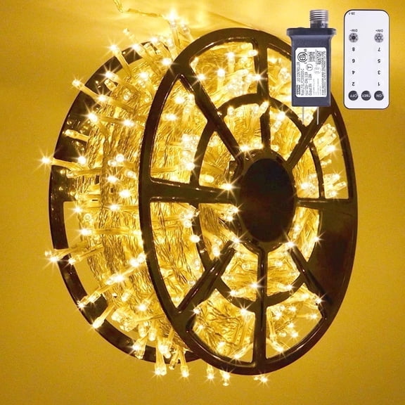 168FT Christmas Lights Outdoor  8 Modes Indoor String Lights for Outside Warm White
