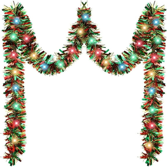 Christmas LED Lights Garland 16.4ft Green Rattan Vine with 200 Multicolor LED String Lights for Xmas Tree Indoor Outdoor Holiday Party Wedding Home Decor