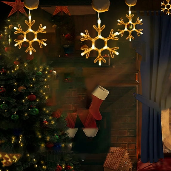 Christmas LED Lights, Window Decoration Lights, Battery Powered Indoor Holiday Window Display Lights with Suction Cup Hook, Warm White Snowman Christmas Tree Snowflake, Portable and Easy To Install