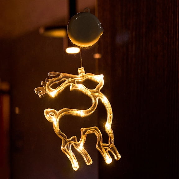 Christmas LED Lights, Window Decoration Lights, Battery Powered Indoor Holiday Window Display Lights with Suction Cup Hook, Warm White Snowman Christmas Tree Snowflake, Portable and Easy To Install