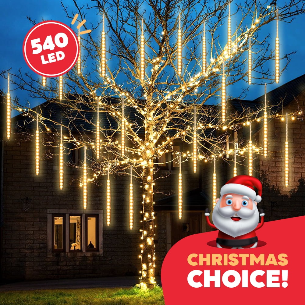 Walmart Black Friday Deals 2025 - Christmas LED Meteor Shower Rain Warm Lights - 540 LEDs 10 Tubes, 20 Inch Drop/Icicle Snow Falling Raindrop Waterproof Cascading Lights for Wedding Xmas New Year Party Tree Decoration (Warm Light)