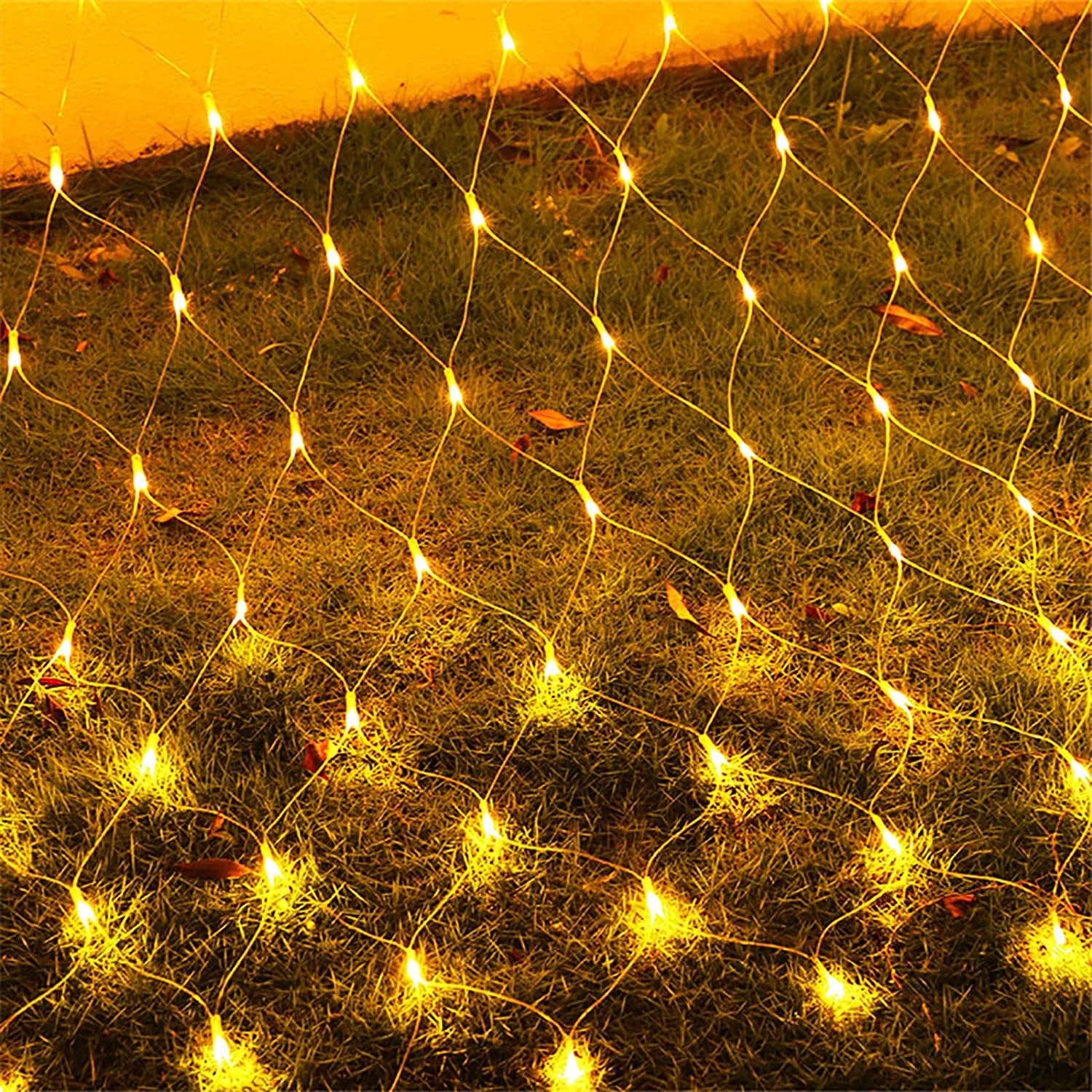 Christmas LED Net Lights Outdoor, Waterproof Mesh String Light, 200 LED 9.8 FT x 6.6 FT 8 Modes Plug in, Decor for Bushes Garden Party Xmas Tree,Warm White