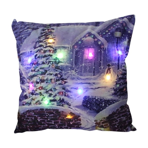 Christmas LED Pillows Holiday Gifts LED Pillows That Can Flash Or Stay On Two Mode Switching Printed Sofa Pillows Cushions Pillowcases