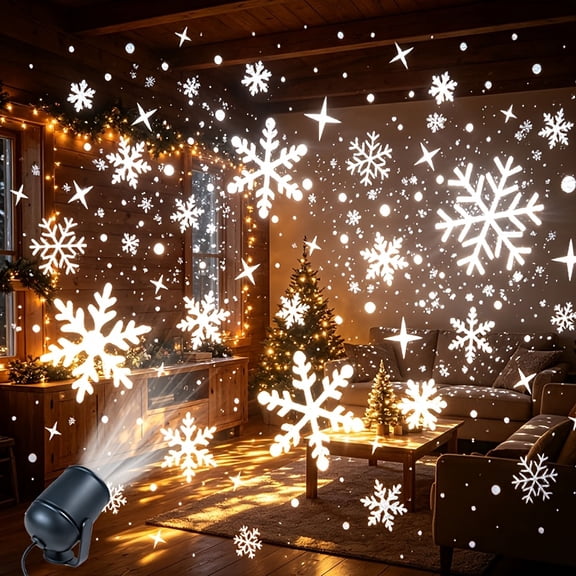 Christmas LED Projector Light Dynamic Snowflake Pattern White Adjustable Angle Indoor Christmas Decoration