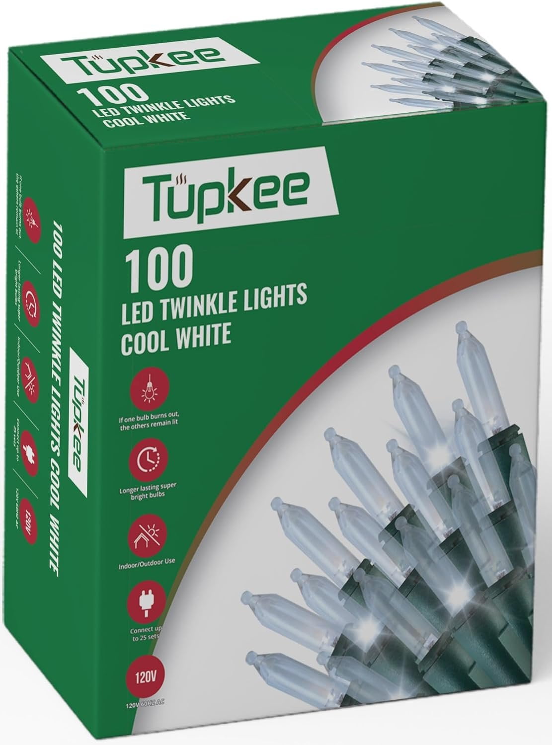 Christmas LED Random Twinkle Lights 100 LED Cool White Bulbs 16 of