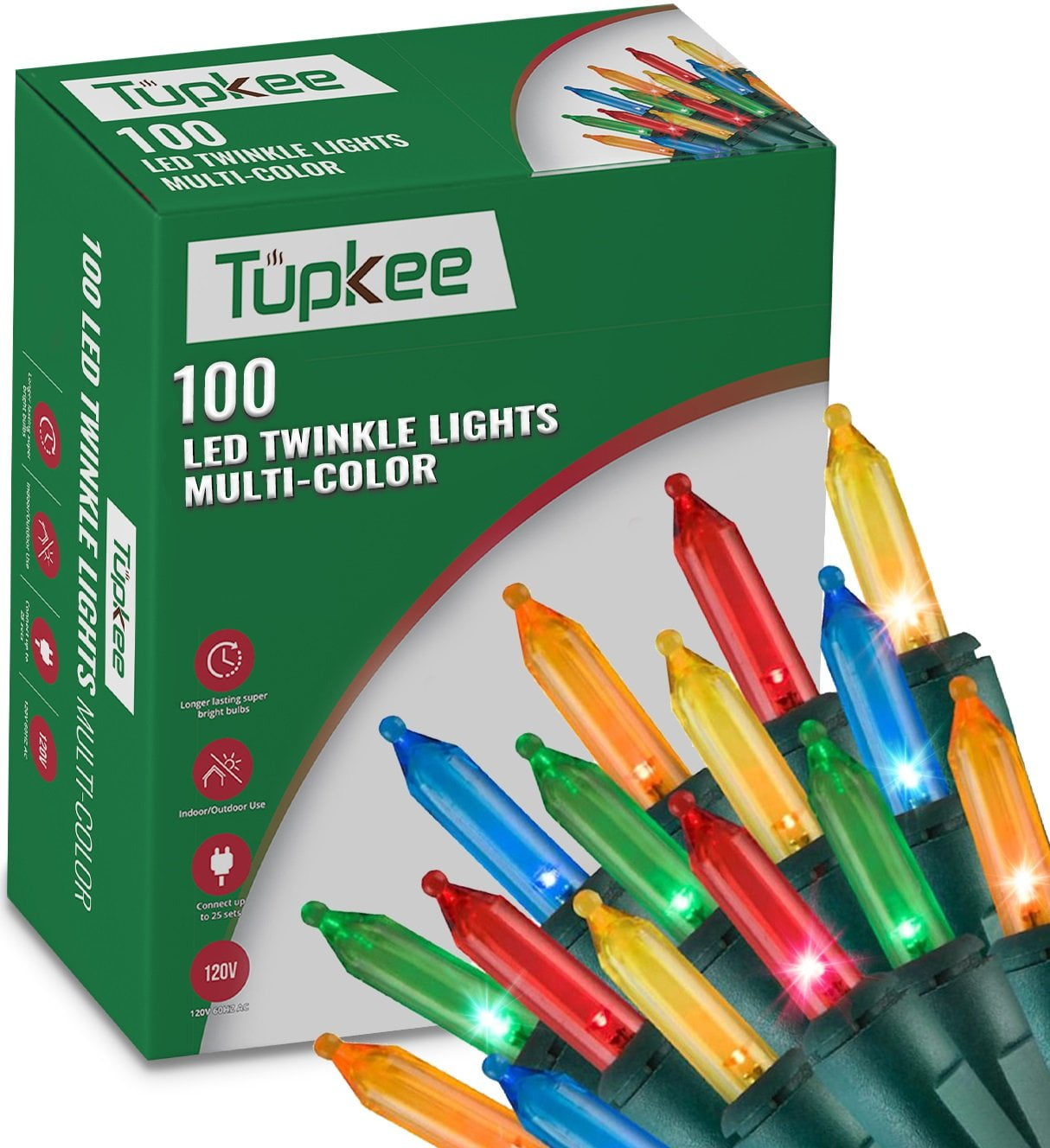 Christmas LED Random Twinkle Lights - 16 of 100 Bulbs Twinkle - LED  Multicolor Christmas Tree Lights - Indoor Outdoor 24.75 Feet Light String,  ..., image size:1214x1328