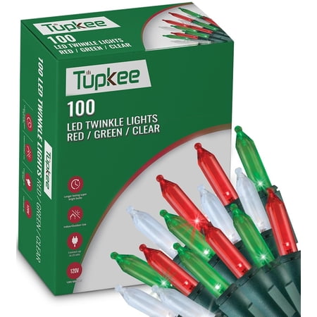 Christmas LED Random Twinkle Lights - 16 of 100 Bulbs Twinkle - LED Red, Green, and Cool White Christmas Tree Lights - Indoor Outdoor 24.75 Feet Light String, Sparkling Twinkling Holiday Decor