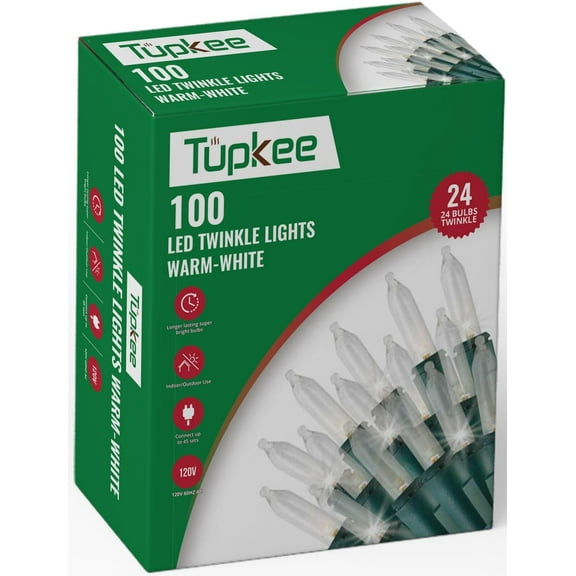 Christmas LED Random Twinkle Lights - 24 of 100 Bulbs Twinkle - LED Warm White Christmas Tree Lights - Indoor Outdoor  24.75 Feet Light String, Sparkling Twinkling Holiday Decor