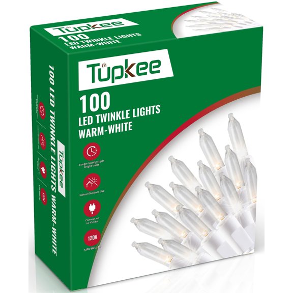 Christmas LED Random Twinkle Lights - 16 of 100 Bulbs Twinkle - LED Warm White Christmas Tree Lights - Indoor Outdoor 24.75 Feet White Light String, Sparkling Twinkling Holiday Decor