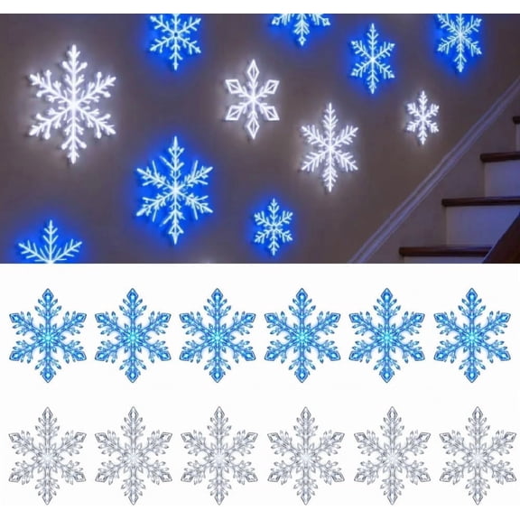 Christmas LED Snowflake Wall Set, 12PCS Christmas Glowing Snowflake Wall Lights