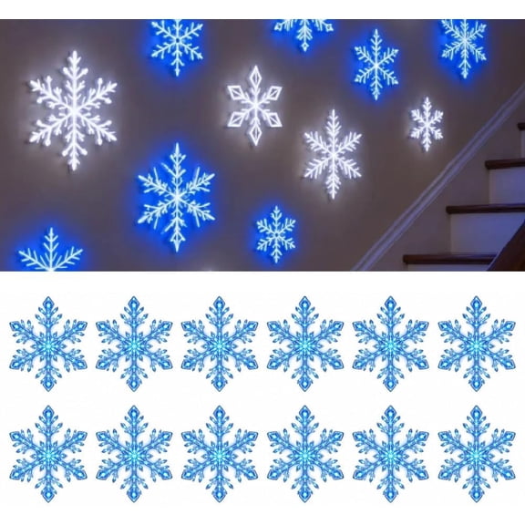 Christmas LED Snowflake Wall Set, 12PCS Christmas Glowing Snowflake Wall Lights