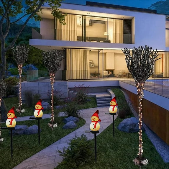 Christmas LED Solar Snowman Lights Outdoor Courtyard Lights Christmas Decorative Lights Fence Lights Garden Post Lights Outdoor Lights for Table Lamp for Living Room Modern, Christmas Garden Lamps