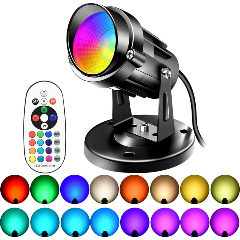 Christmas LED Spot Lights Indoor 6W RGBW LED Spotlight with Remote Control Color Changing Uplighting 120V Plug in 6 FT Cord with Floor Foot Switch