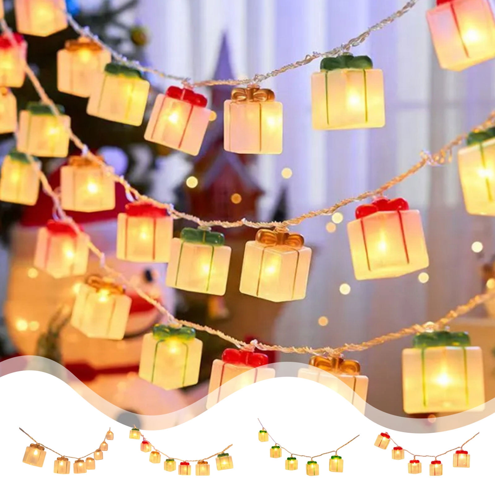 Christmas LED String Lights | Multicolor Gift Box Shape | 10 Bulbs | 1.5m  Wireless Battery Operated | Indoor Outdoor Holiday Decorative Atmosphere  Lighting | Home Decor - Walmart.com, image size:1600x1600