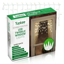 Christmas LED Twinkle Window Icicle Lights - 3 Feet 0.91 m - 8 of 50 Lights Twinkling - 50 LED Warm White Bulbs - Indoor Outdoor - Random Shimmering Twinkle Icicle Lights, Sparkling Christmas Lights